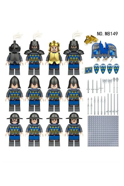 marimari Set of 12 Medieval Cavalry Building Blocks Mini Figure Plate Included