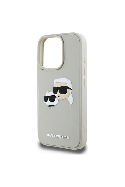 Karl Lagerfeld Carcasă pentru iPhone 16 Pro - Karl Lagerfeld 3D Design (KLHCP16LRBCKCHLE) - Bej Cauciucat Karl&Choupette