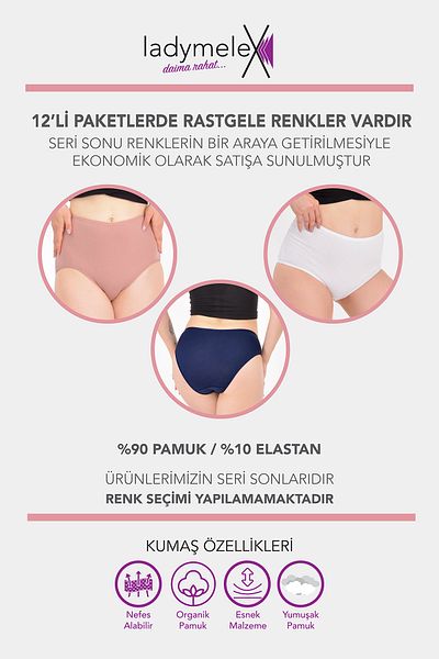 LadyMelex Chiloți pentru femei cu talie înaltă - culori mixte, bumbac moale (S-M-L-XL-2XL-3XL)