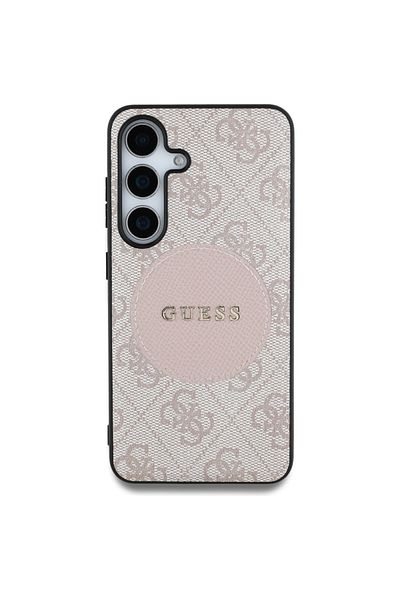 Guess Case for Samsung Galaxy S25 Plus - Guess 4G Circle Classic Logo MagSafe (GUHMS25MP4PGRSGP) - Pink