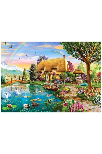paraply KS Lakeside Cottage 2000 Parça Puzzle Kız Çocuk Erkek Çocuk Oyuncak E...
