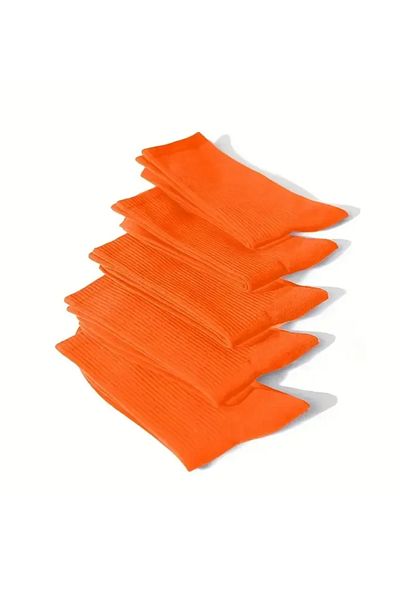 Esinti 5 Pairs Men's Women's Socks Plain Orange Socket Socks Unisex Tennis Sports Socks