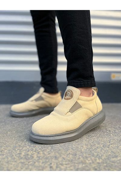 Joy Ayakkabı JY161 Hippo Laceless Suede Ανδρικά παπούτσια casual sneaker SGT - Μπεζ