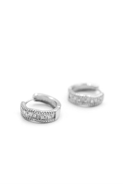 PRATİKOBA Jewelled Hoop Earrings - Silver
