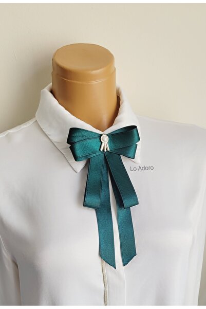 LO ADORO Women's Tie Shirt Accessory Stone Detail Ornate Tie Women's Collar Pin Brooch Special Design Tie