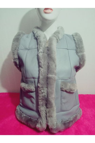 hoaryage Lamb Postu Meat Vest Sewed from Genuine Lambskin and Post