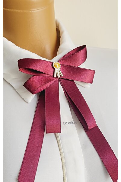 LO ADORO Women's Tie Shirt Accessory Stone Detail Ornate Tie Women's Collar Pin Brooch Special Design Tie