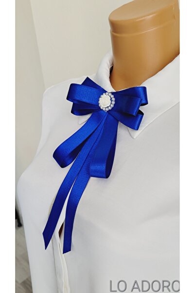 LO ADORO Women's Tie Shirt Accessory Stone Detail Ornate Tie Women's Collar Pin Brooch Special Design Tie
