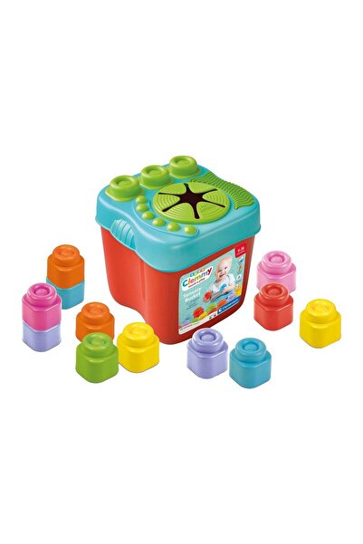 OMZ لعبة بنات 17807 سوفت كليمي - دلو مكعبات ناعمة - 15 قطعة 6-36 شهر إيك