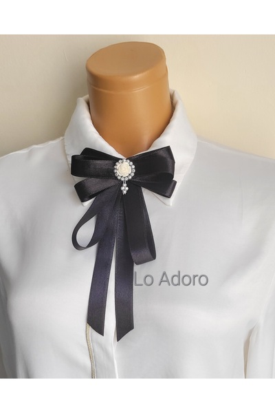 LO ADORO Γυναικείο πουκάμισο με γραβάτα Αξεσουάρ Πέτρινη λεπτομέρεια Περίτεχνη γραβάτα Γυναικείο γιακά με καρφίτσα Καρφίτσα Ειδικού Σχεδιασμού Γραβάτα