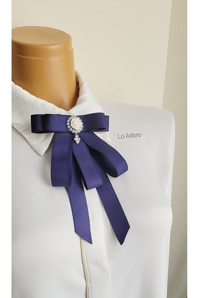 LO ADORO Women's Tie Shirt Accessory Stone Detail Tie Women's Collar Pin Brooch Design Tie Lawyer Tie