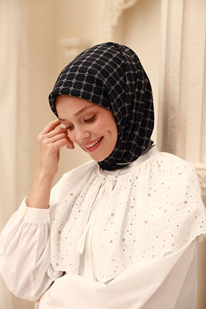 Silk Home Olinda Scarf 48004 -6485 90 X 90 Navy Blue - White 73