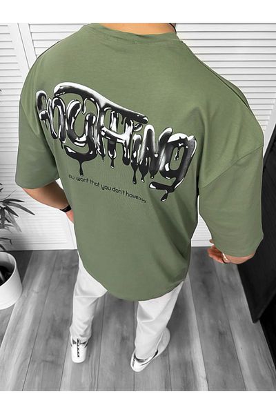 dehaine Men's T-shirt, Oversize, with print, khaki, 11818