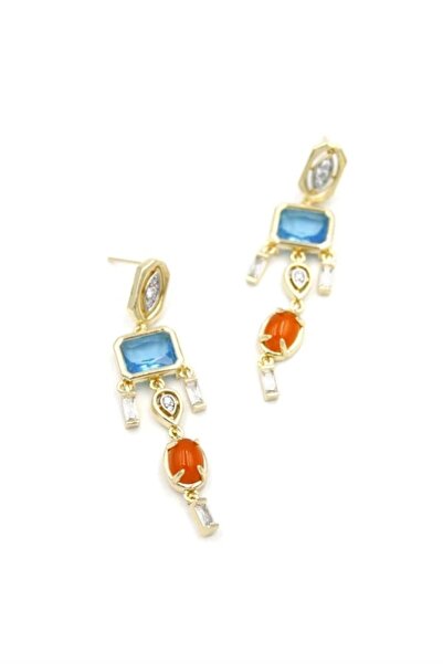 PRATİKOBA أقراط مرصعة بالأحجار - ذهبي