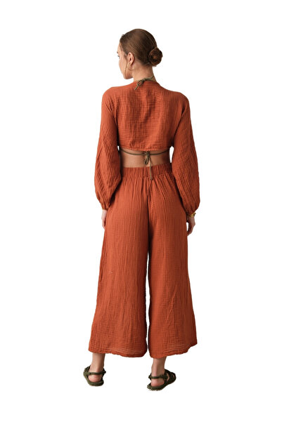 clavia Muslin Bustier, Comfortable, Wide Fit Crop Bustier with Front Tie Detail,