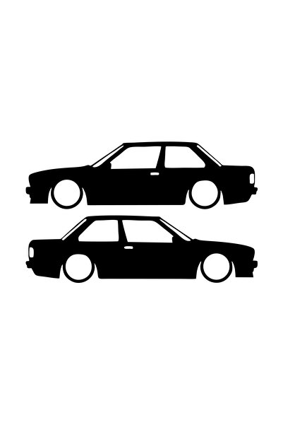 Reysa Tasarım ملصق مسطح Bmw E30 مقاس 17 × 17 سم باللون الأسود