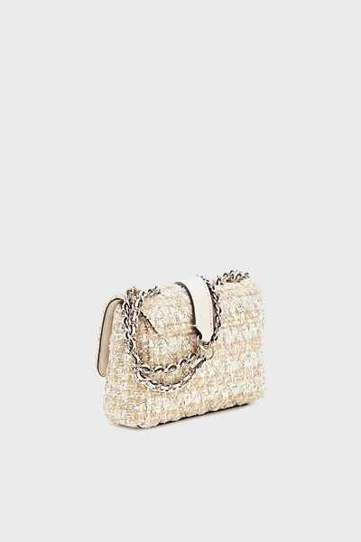 Guess Giully Logo Chain Strap Tweed Bag Hwgm8748740 Bag Hwgm87 48740 Gol