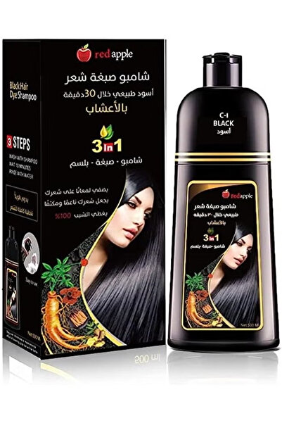 Red Apple شامبو صبغ الشعر أسود 500 مل أسود 500ملليلتر