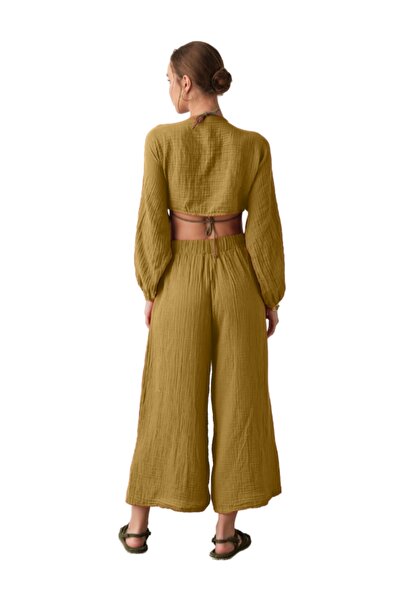 clavia Muslin Bustier, Comfortable, Wide Fit Crop Bustier with Front Tie Detail,