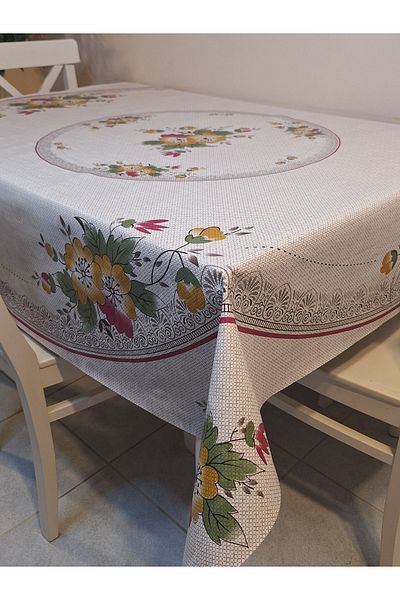 Başak Ev Tekstili DORA PANO Pânză uleioasă din PVC pe bază de fibre - Față de masă gata de ștergere cu model 140 X 140