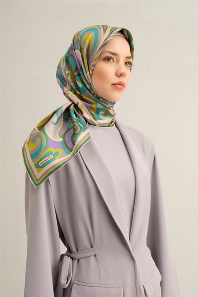 Armine DJ PURE SILK SCARF 9323D (SURA) (NOSTALGIA) 90 x 90 Πράσινο - Πολύχρωμο - 84