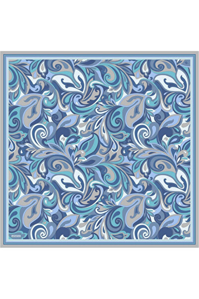 Armine DJ SAF İPEK EŞARP 9323D (SURA) (NOSTALJİ) 90 x 90 Синій колір - 06