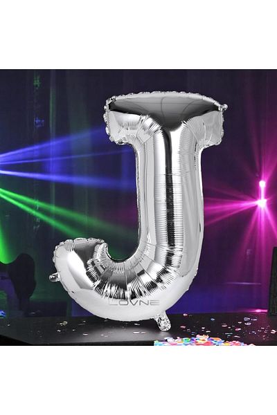 Kuzey High Quality 1 Meters Silver J Letter Balloon Silver J Letter Foil Balloon Fits Helium Gasina Flying Balloon