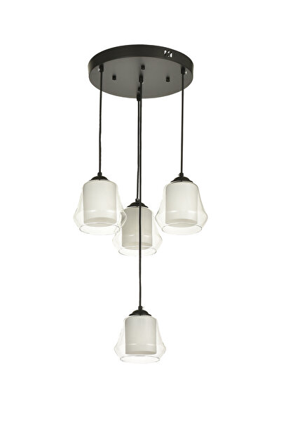 Avizemoda Venita 4 lü Şeffaf+Beyaz Çift Camlı Salon Oturma Odası Modern Sarkı...