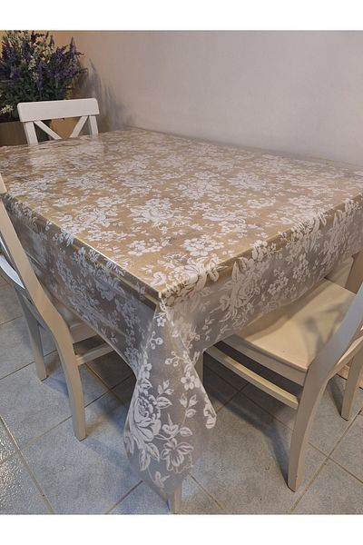 Başak Ev Tekstili Transparent 0.018 Mm PVC Oilcloth - Patterned Erasable Transparent Tablecloth