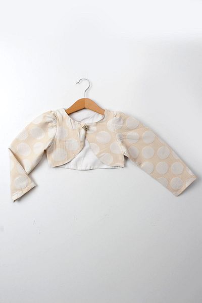 Çocuksan Baby&Kids Wear Κοριτσίστικο μπεζ πουά μπουφάν Bolero - Βραδινό φόρεμα - Κομψό παλτό πρόσκλησης