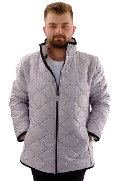 ModeXL Mode XL Plus Size Men's Stand Collar Quilted Coat U24609 Gray