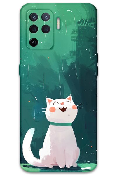 Gramaphone Oppo Reno 5 Lite Compatible Cat Patterned Phone Case + Screen Prot...