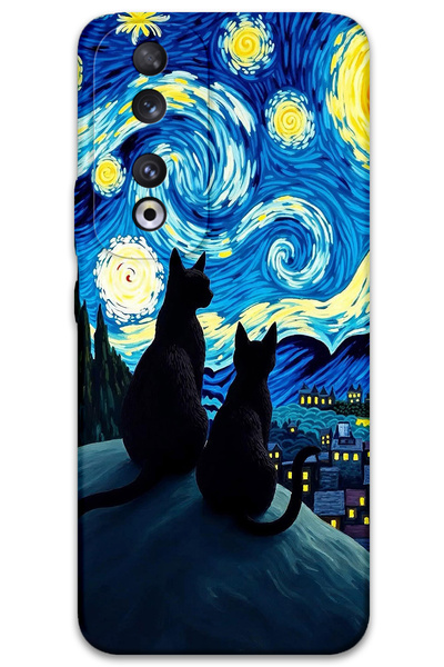 Gramaphone Huawei Honor 90 Compatible Cat Patterned Phone Case + Screen Prote...