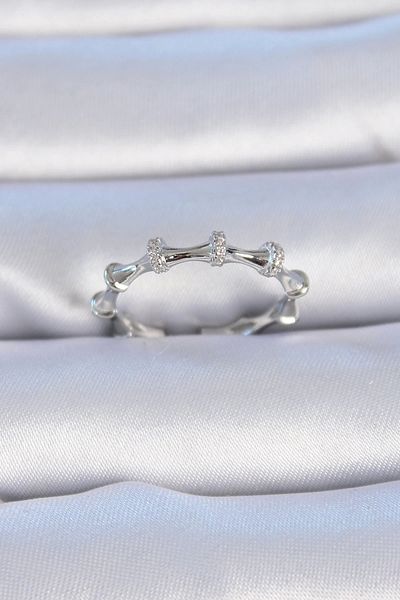 Clariss Brass Silver Color Zircon Stone Women's Ring