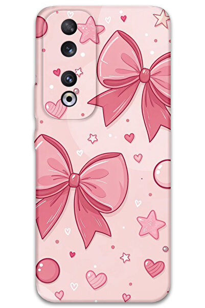 Gramaphone Huawei Honor 90 Uyumlu Kurdele Desenli Telefon Kılıfı + Ekran Koruyucu - 5803