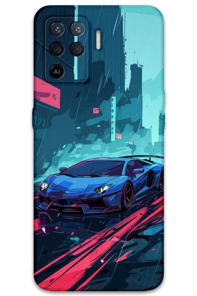 Gramaphone Oppo Reno 5 Lite Compatible Car Patterned Phone Case + Screen Prot...