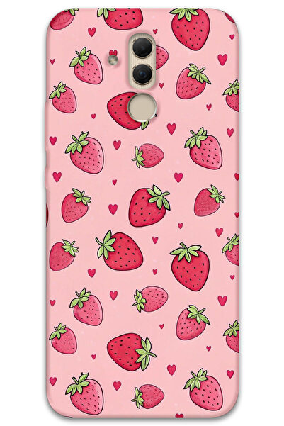 Gramaphone Huawei Mate 20 Lite Uyumlu Çilek Desenli Telefon Kılıfı + Ekran Ko...