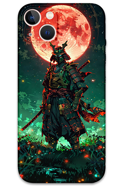 Gramaphone iPhone 13 Uyumlu Samuray Desenli Telefon Kılıfı + Ekran Koruyucu - 5822