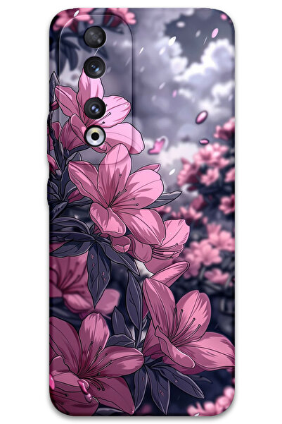 Gramaphone Huawei Honor 90 Uyumlu Çiçek Desenli Telefon Kılıfı + Ekran Koruyu...