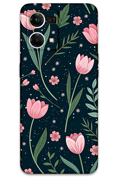 Gramaphone Oppo Reno 7 Uyumlu Çiçek Desenli Telefon Kılıfı + Ekran Koruyucu -...