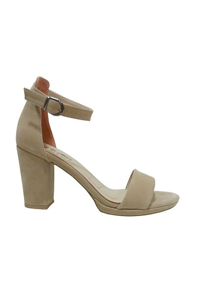 PUNTO Beige Cream Nubuck Single Strap Buckle Platform Sandals Shoes