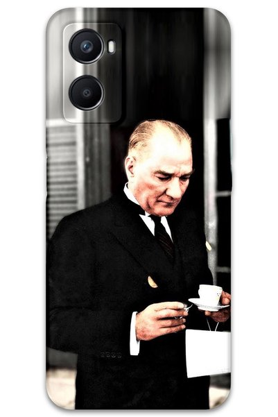 Gramaphone Oppo A96 Compatible Ataturk Patterned Phone Case + Screen Protecto...