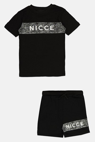 Nicce Kids Boy 2 Pieces Graphic Print Short Sleeve T-Shirt And Shorts Set, Black