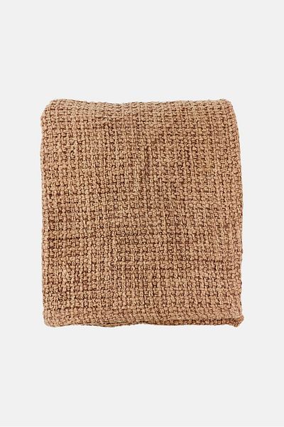 Muy Mucho Cotton Textured Throw, Brown