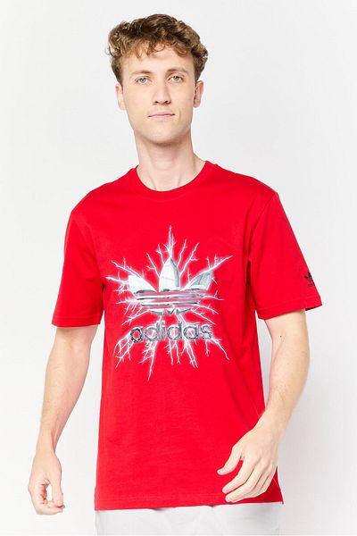 adidas Men Sportswear Fit Short Sleeve Outdoor T-Shirt, Red
