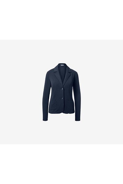 Tchibo Women Regular Fit Notched Collar Plain Casual Blazer, Navy Blue