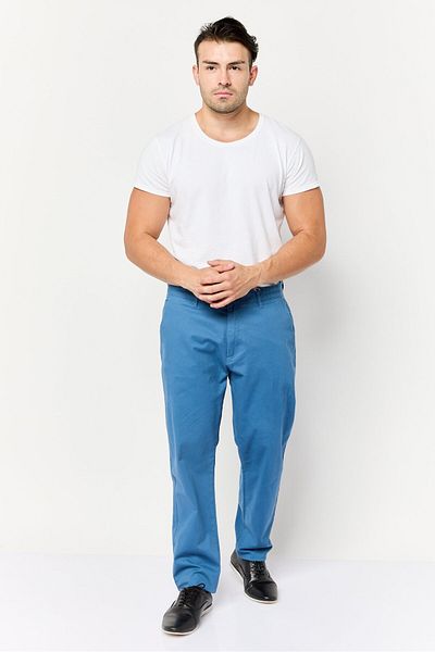 CELIO Men Slim Fit Solid Stretchable Chino Pants, Blue