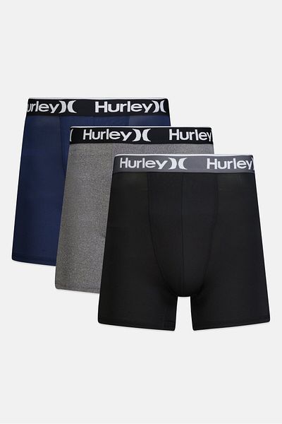 Hurley Men 3 Pcs Brand Logo Boxer Brief Set, Multicolor