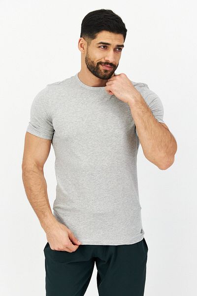 adidas Men 2 Pieces Sportwear Fit Short Sleeve Training T-Shirt, Black/Grey