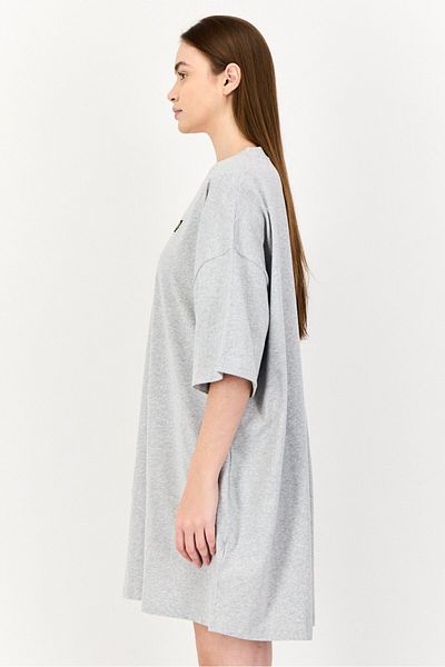 Lyle & Scott Women Brand Logo Mini T-shirt Dress, Grey Heather